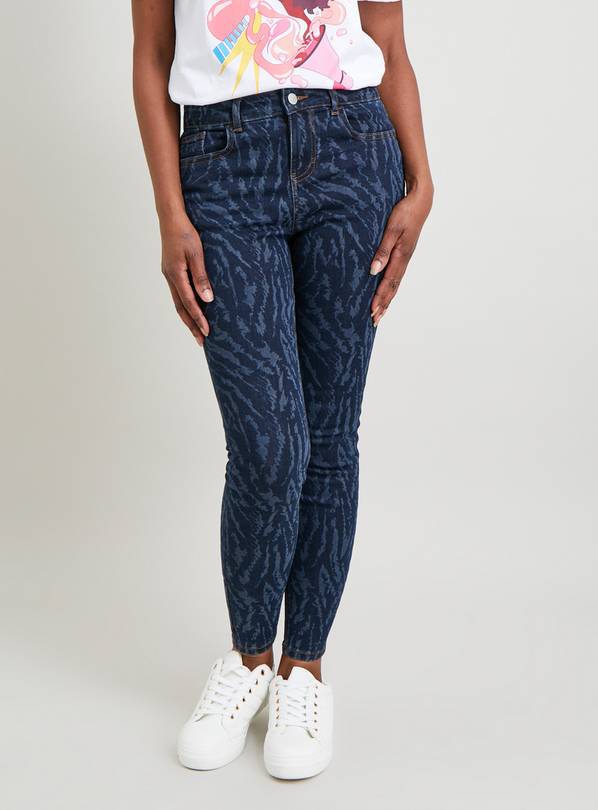 Buy Dark Denim Animal Print Skinny Jeans 8R Jeans Argos